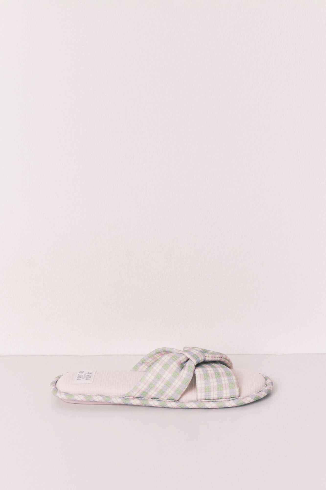Women'secret Zapatillas de casa con nudo a cuadros estampado