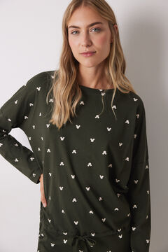 Womensecret Pijama larga con logo de Mickey Mouse kaki
