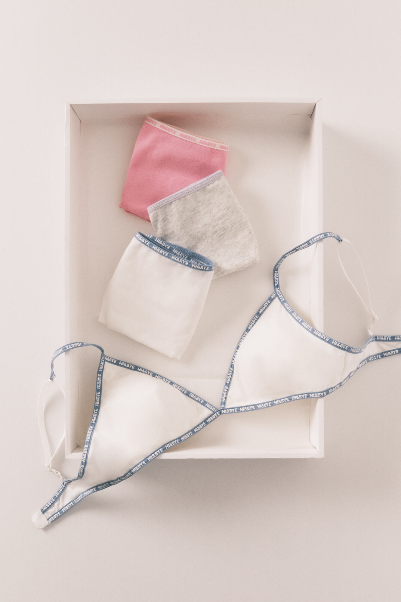 HI&BYE Pack de 3 panties cl&aacute;sicas de algod&oacute;n gris, rosa y blanco