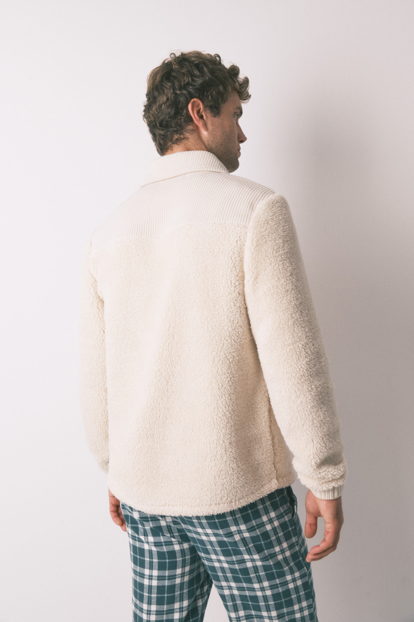 Women'secret Bata lisa midi de borrego beige  beige