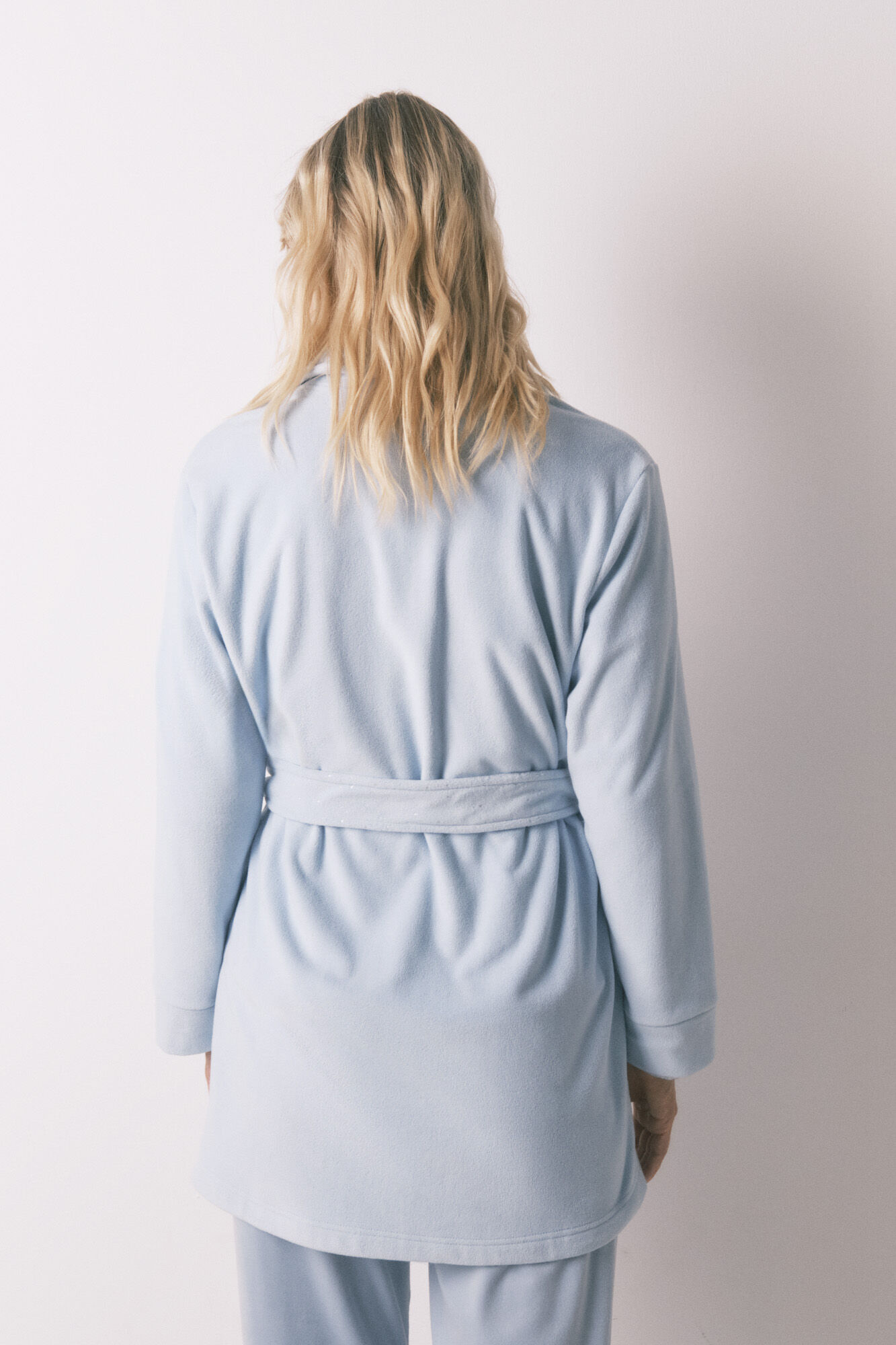 Women'secret Bata midi de terciopelo azul brillante azul