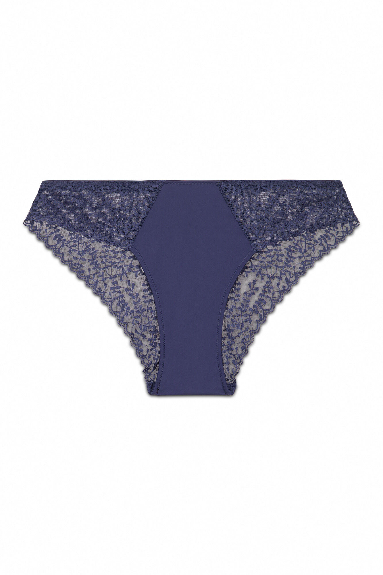 Women'secret Panty cl&aacute;sica de microfibra y encaje azul azul