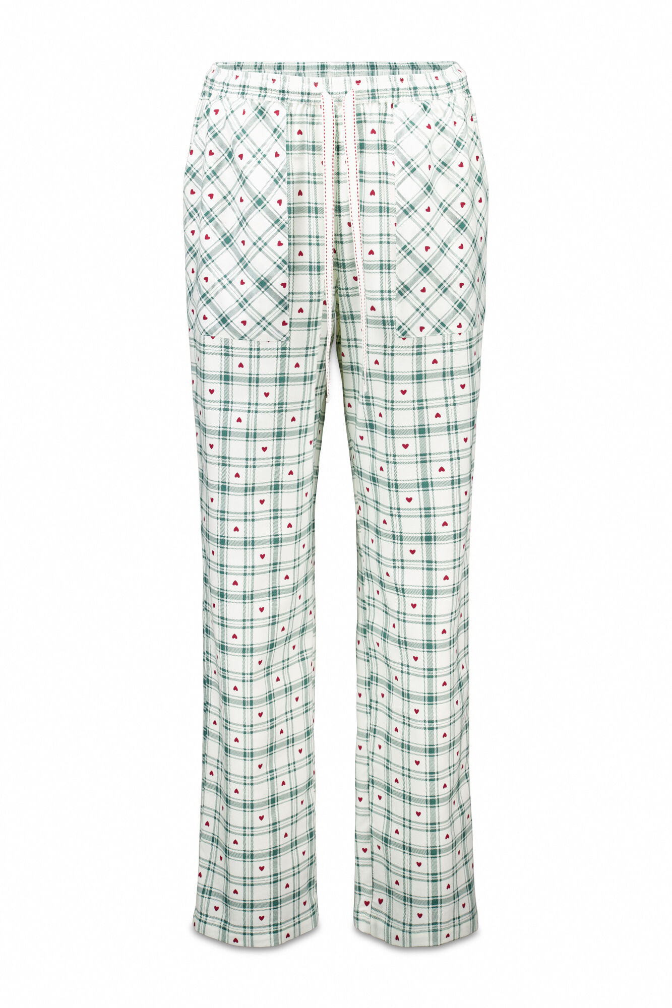 Women'secret Pantal&oacute;n largo con estampado de cuadros verdes estampado