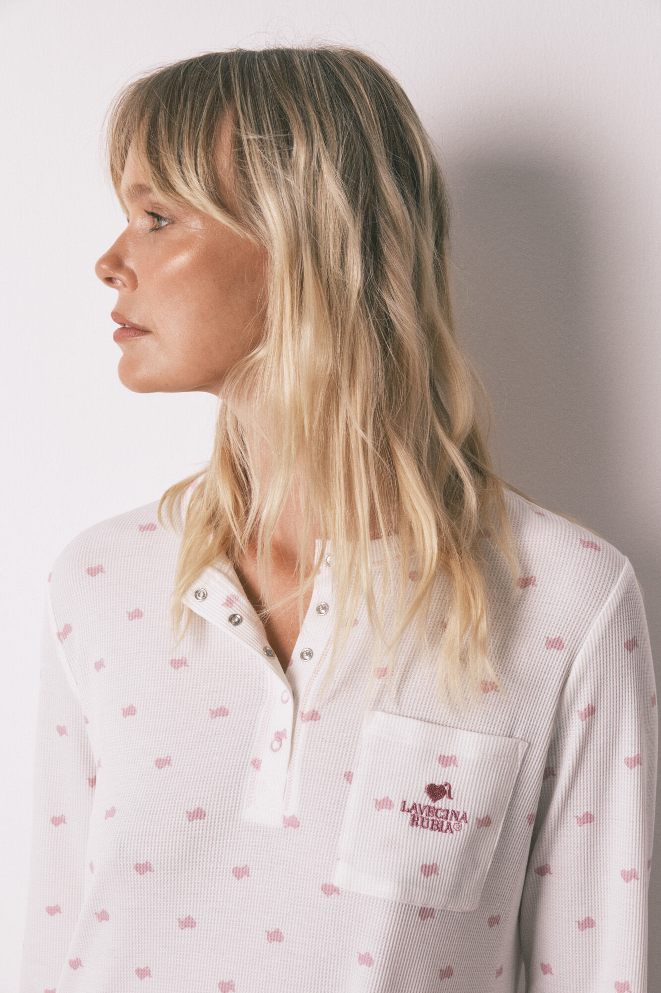 Women'secret Camis&oacute;n midi tejido Waffle  estampado