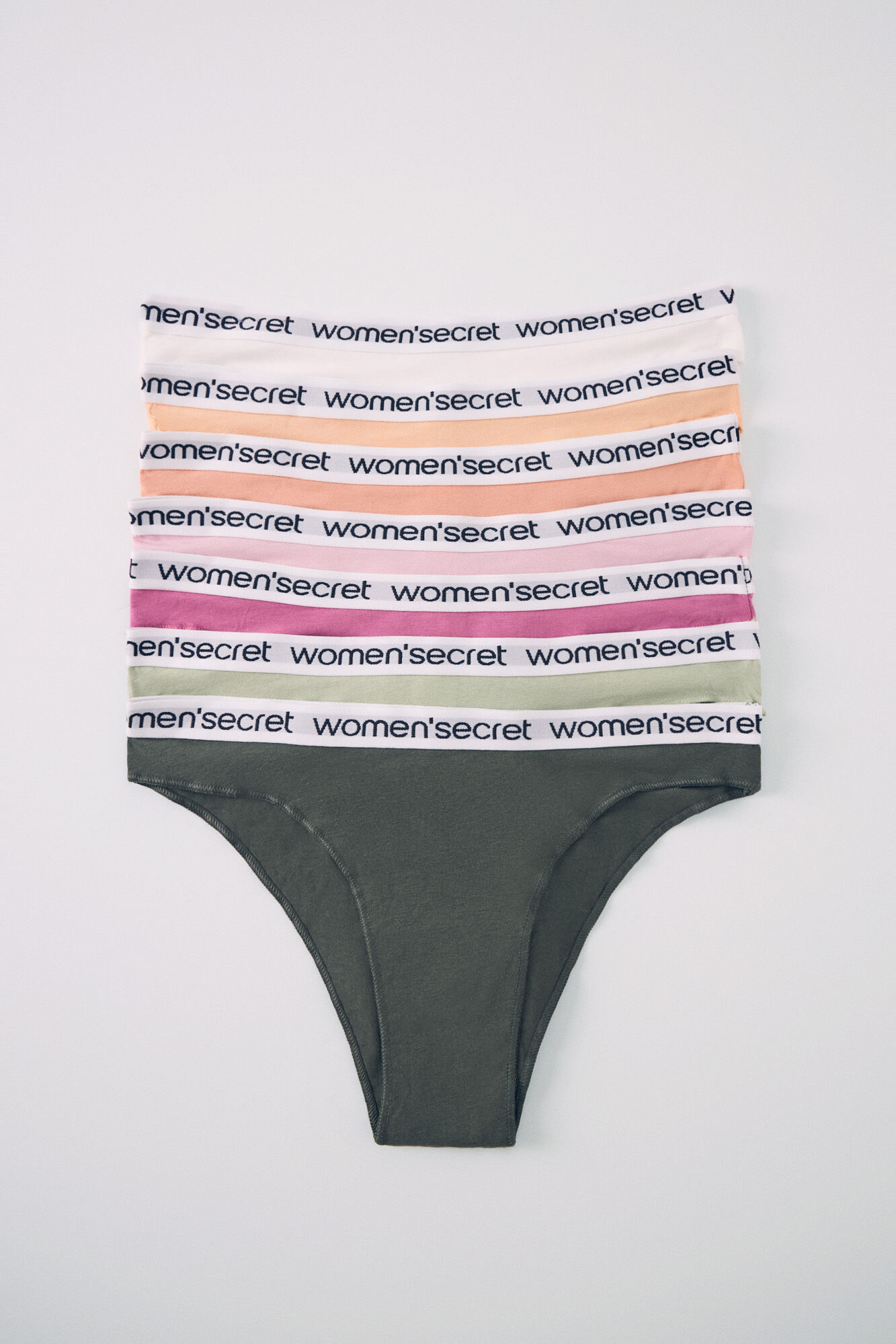 Women'secret Pack 7 panties brasile&ntilde;os algod&oacute;n logo blanco