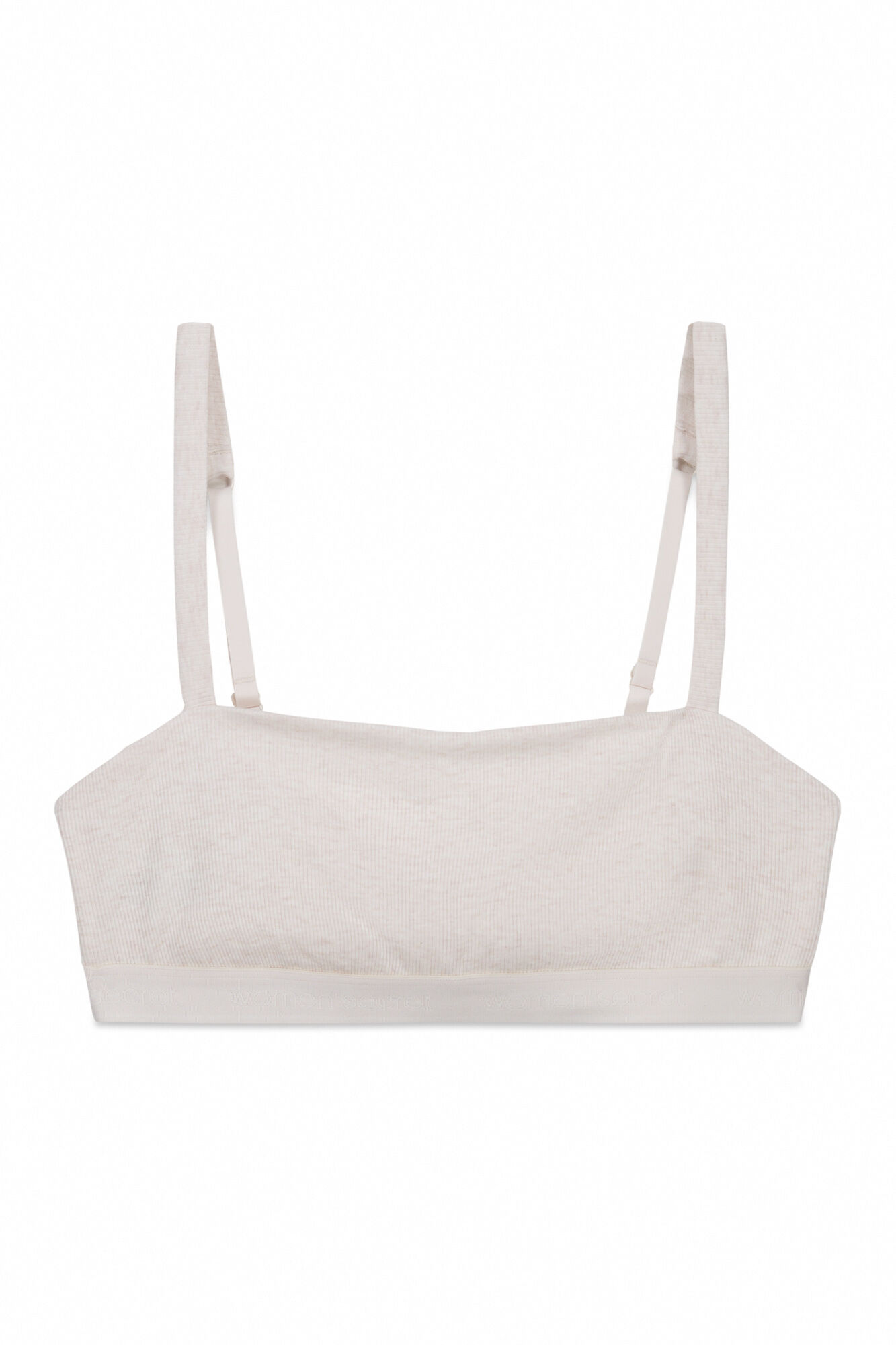 Women'secret Bralette de algod&oacute;n acanalado beige marfil
