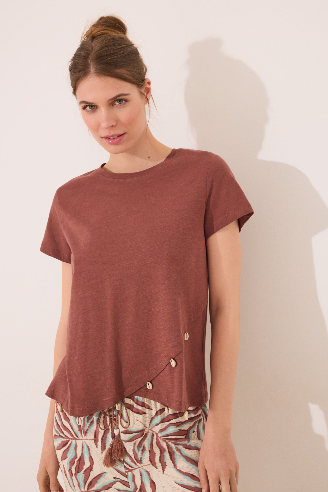 Women'secret Playera manga corta marr&oacute;n