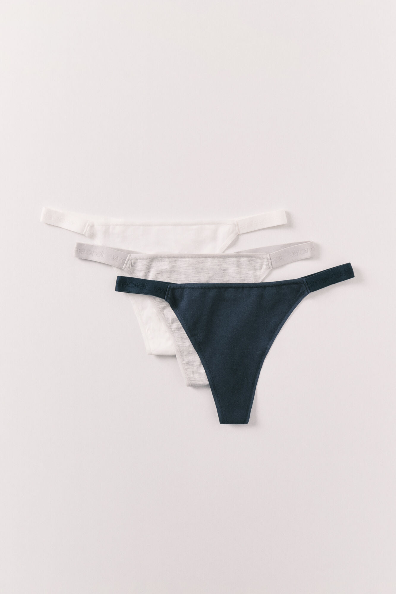 Women'secret 3 tangas de tira con logo de algod&oacute;n