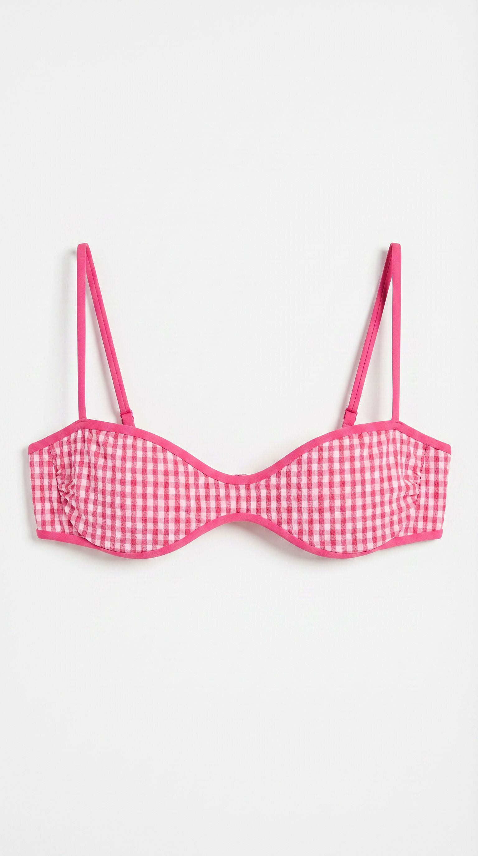 Women'secret Top bikini horizontal cuadro vichy rosa lurex rosa