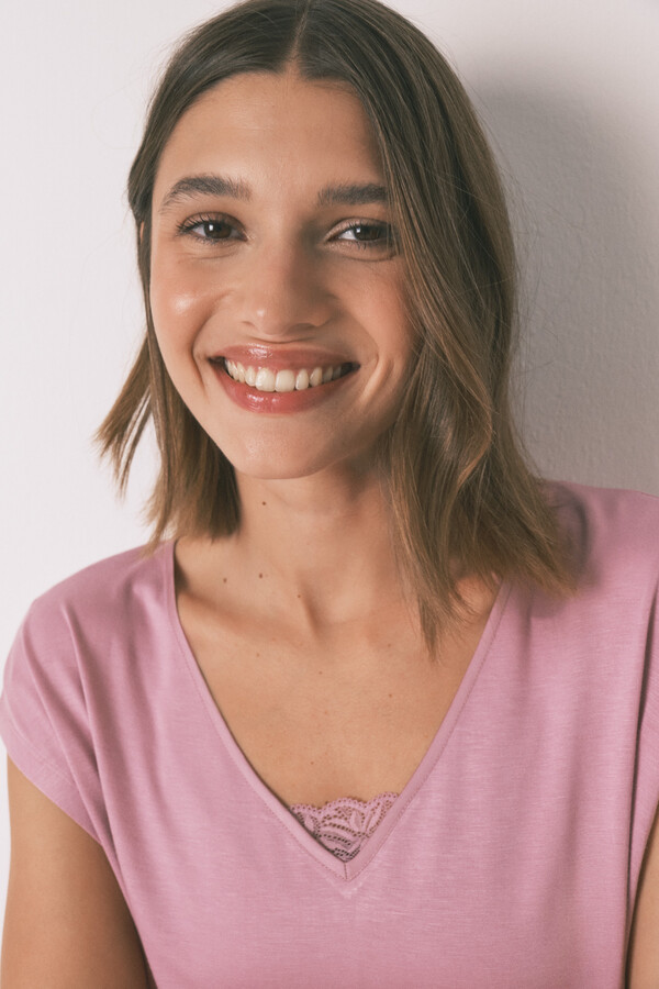 Women'secret Pijama Capri de viscosa rosa de soft touch rosa