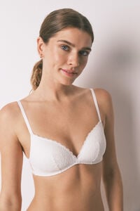 Women'secret CHARMING brasier con relleno  y encaje blanco