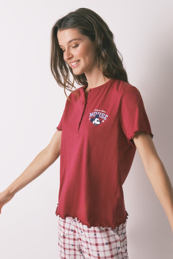 Women'secret Pijama larga de algodón de Mickey rojo rojo