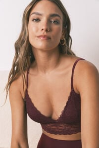 Women'secret LOVELY bralette triangular de encaje burdeos