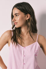 Women'secret Pijama corta de tirantes de algod&oacute;n SmileyWorld&reg; de rayas con volantes estampado