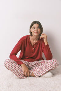 Women'secret Playera tejido de manga larga de ante rojo