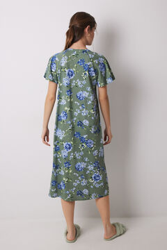 Womensecret Camisón midi 100% algodón verde flores estampado