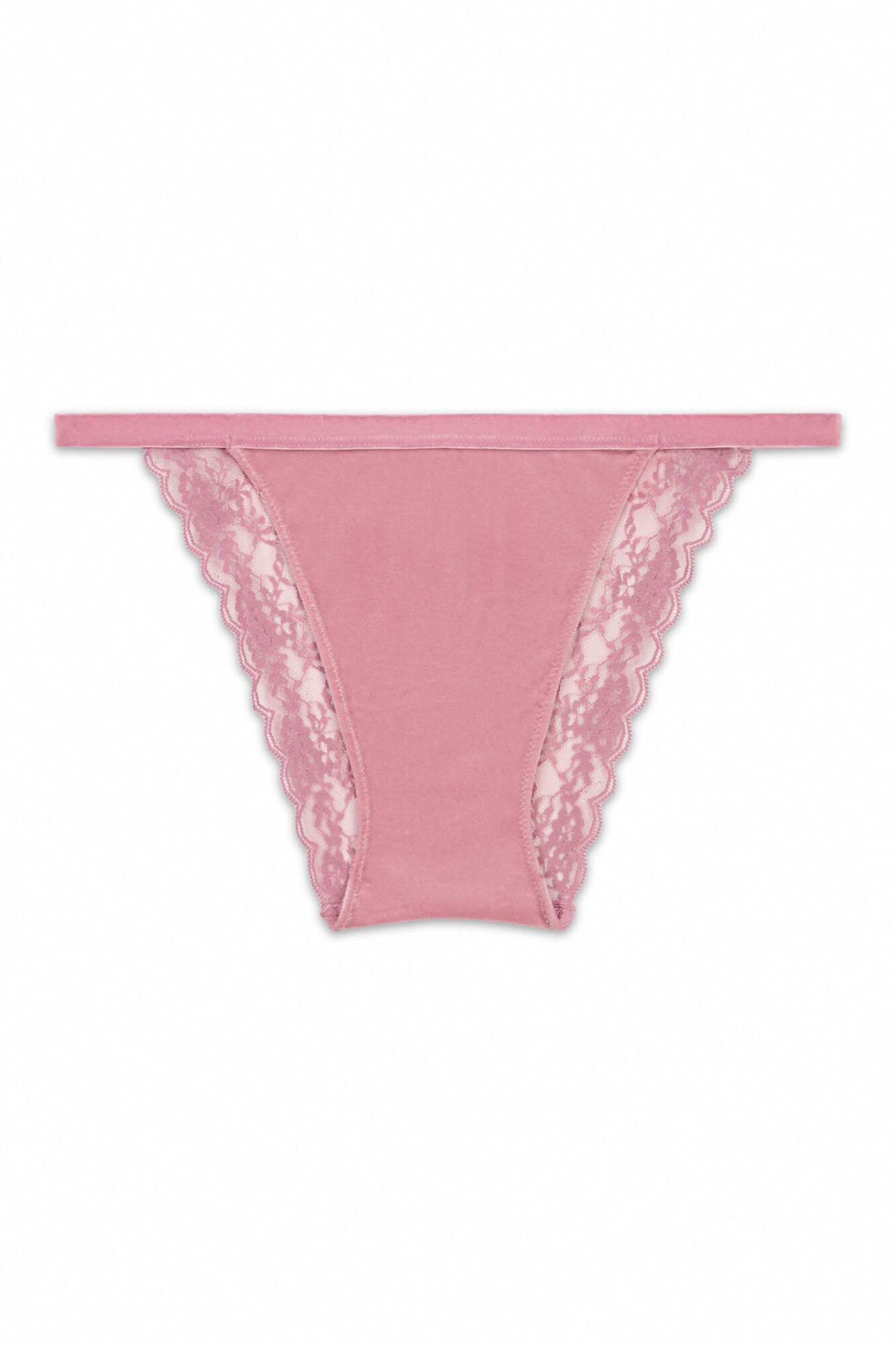 Women'secret Panty cl&aacute;sica rosa y encaje de terciopelo rosa