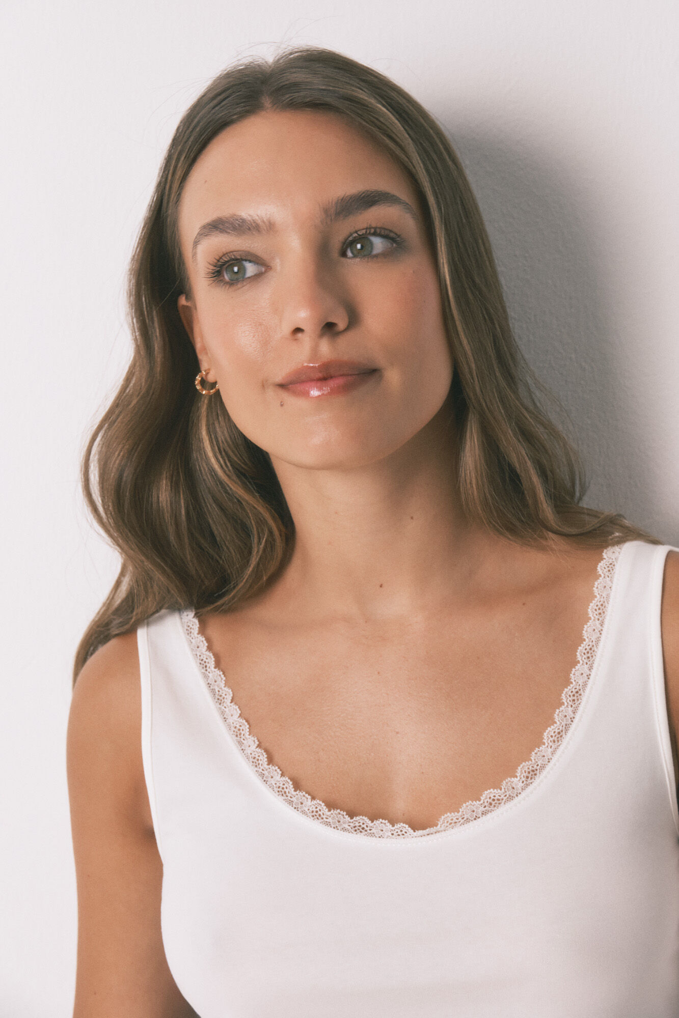 Women'secret Playera de tirantes de algod&oacute;n blanco blanco