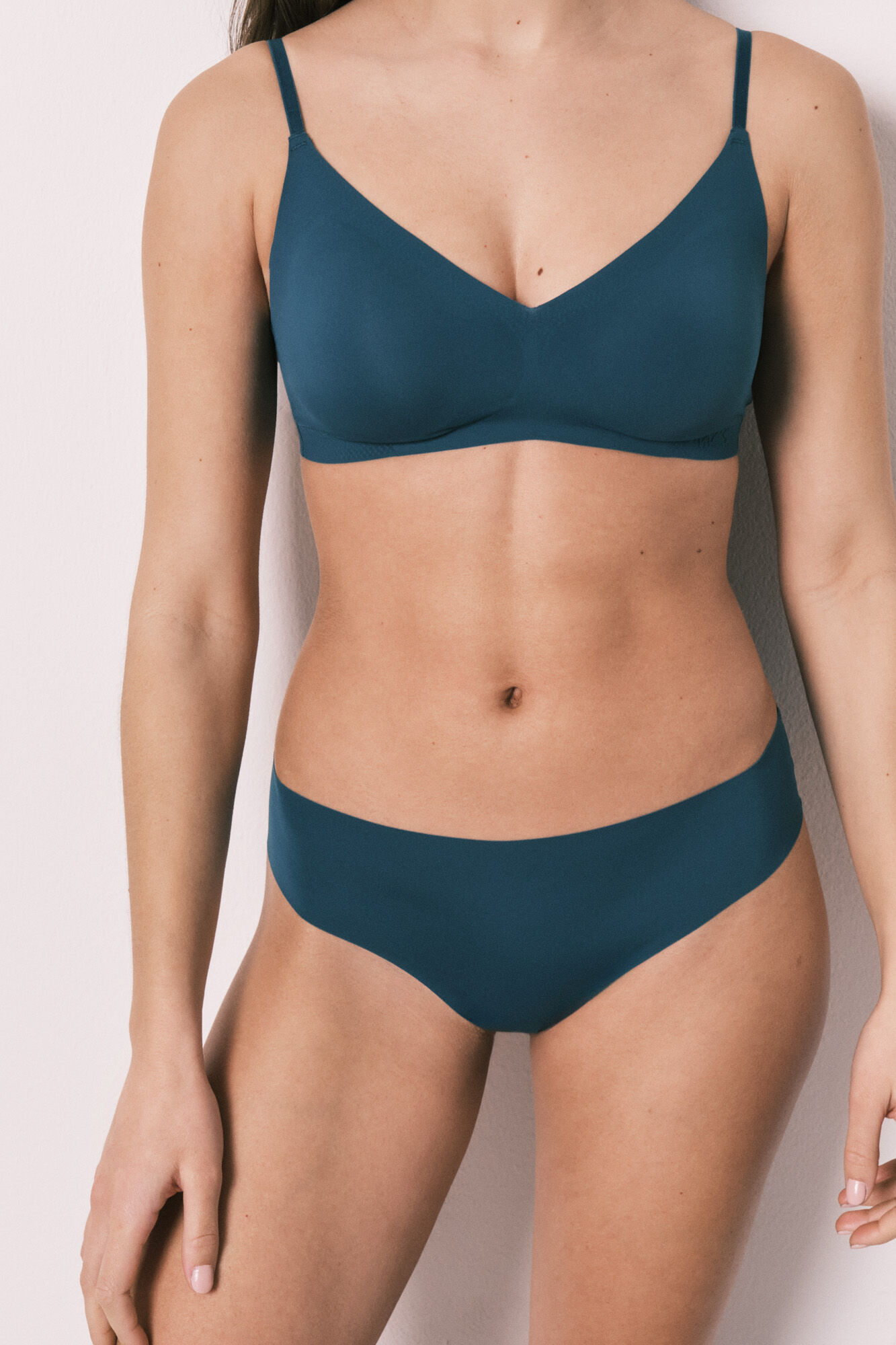 Women'secret Tanga corte limpio de microfibra azul azul