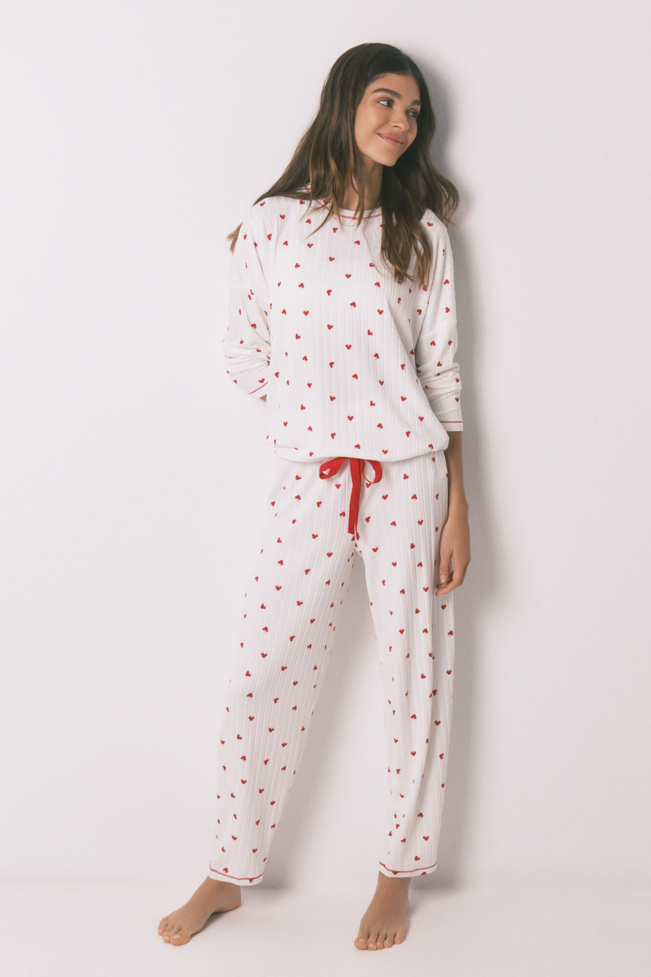 Women'secret Pijama larga estampado Mickey Cherry blanco