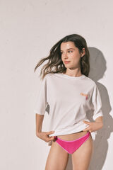 Women'secret Playera oversize de algod&oacute;n blanca marfil