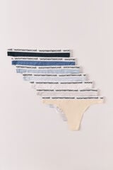 Women'secret Pack 7 tangas de algod&oacute;n lisas con logo blanco