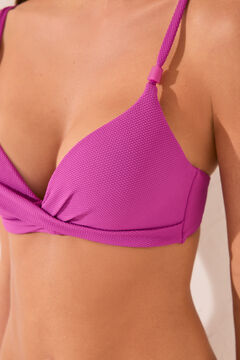 Womensecret Top de bikini cruzado efecto push up rosa morado/lila