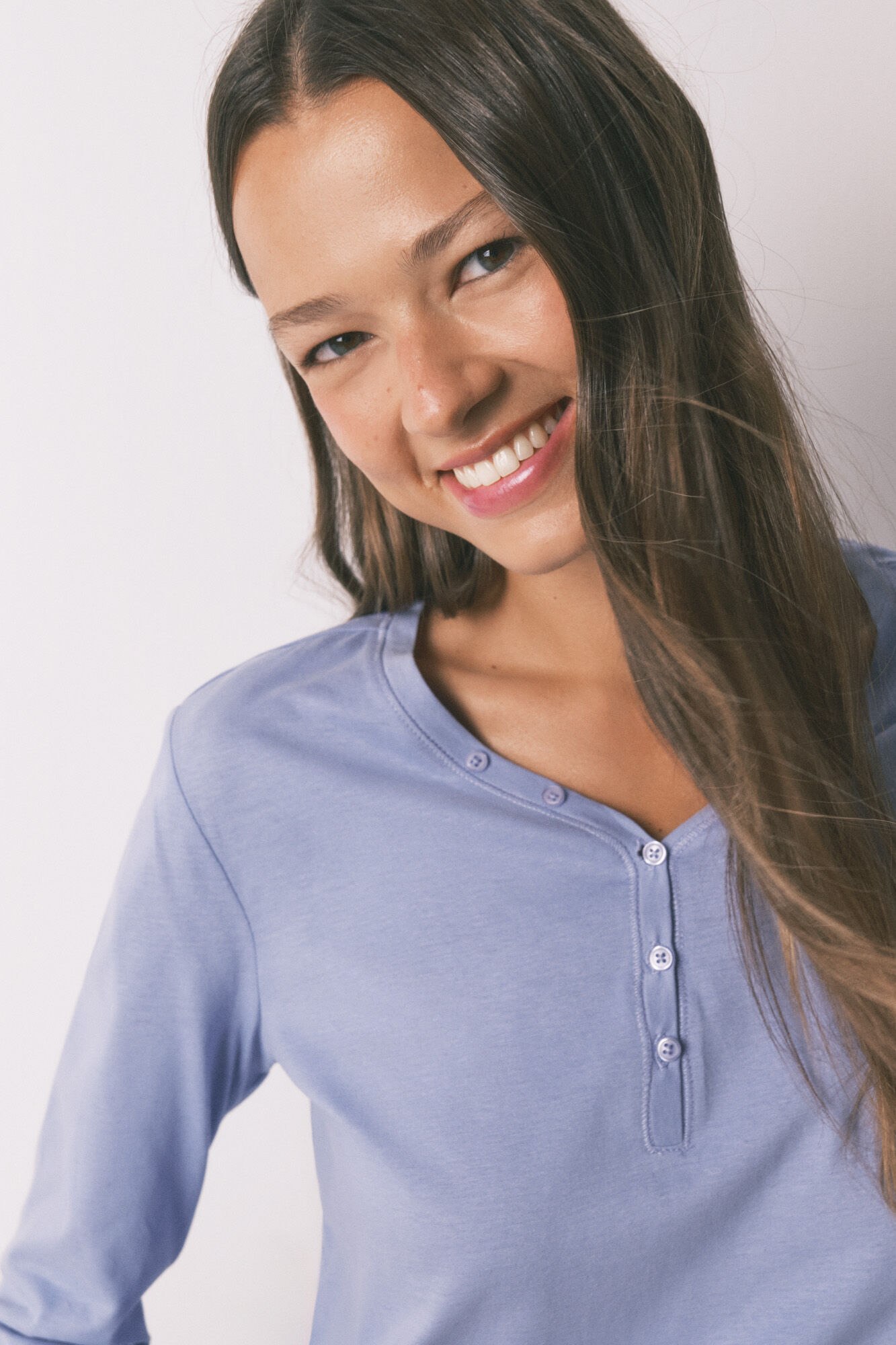 Women'secret Playera de manga larga de algod&oacute;n cepillado lila