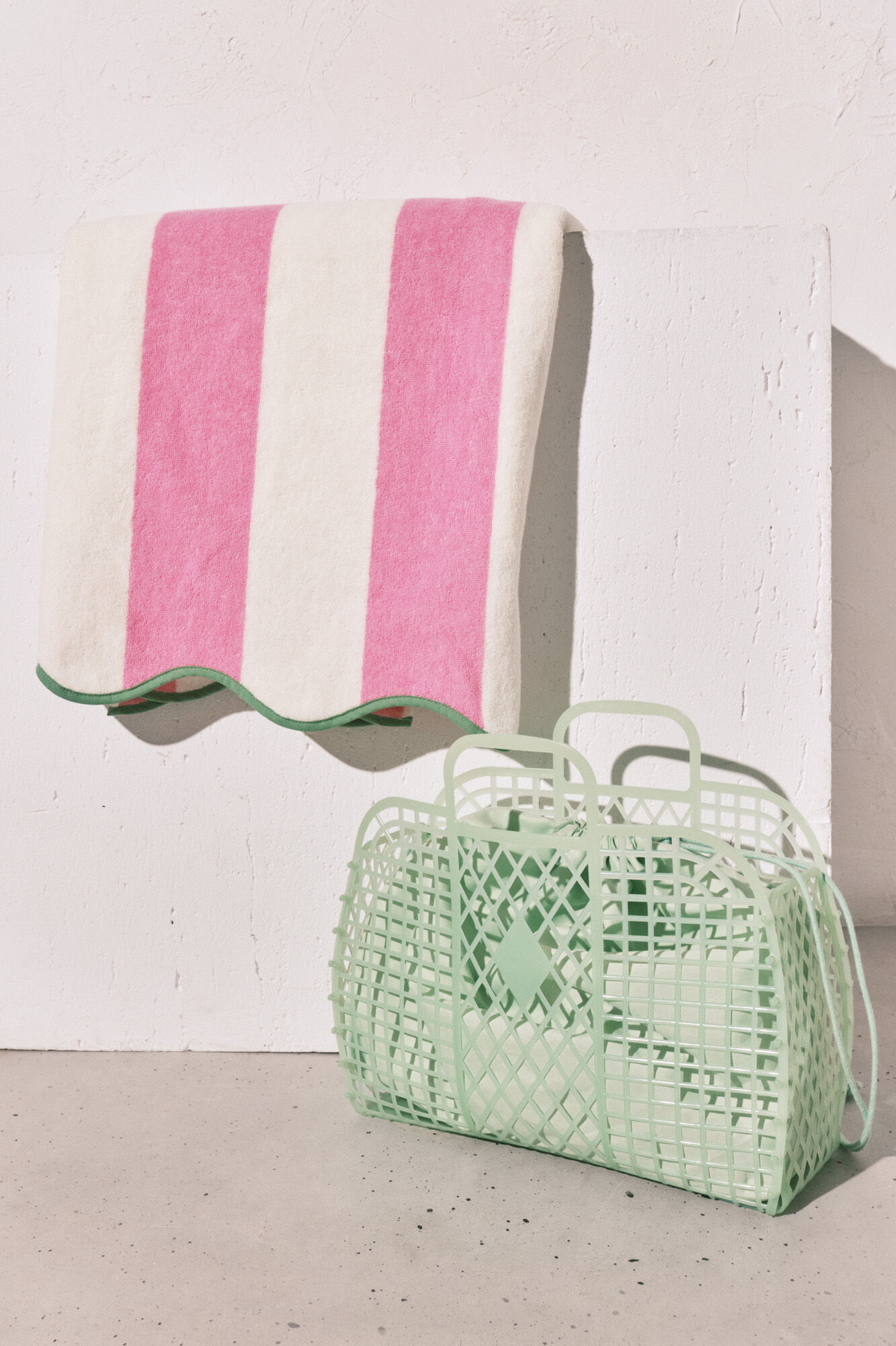 Women'secret Toalla estampado de rayas de 100% algod&oacute;n rosa