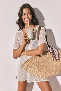 Women'secret T&uacute;nica corta con capucha efecto red beige