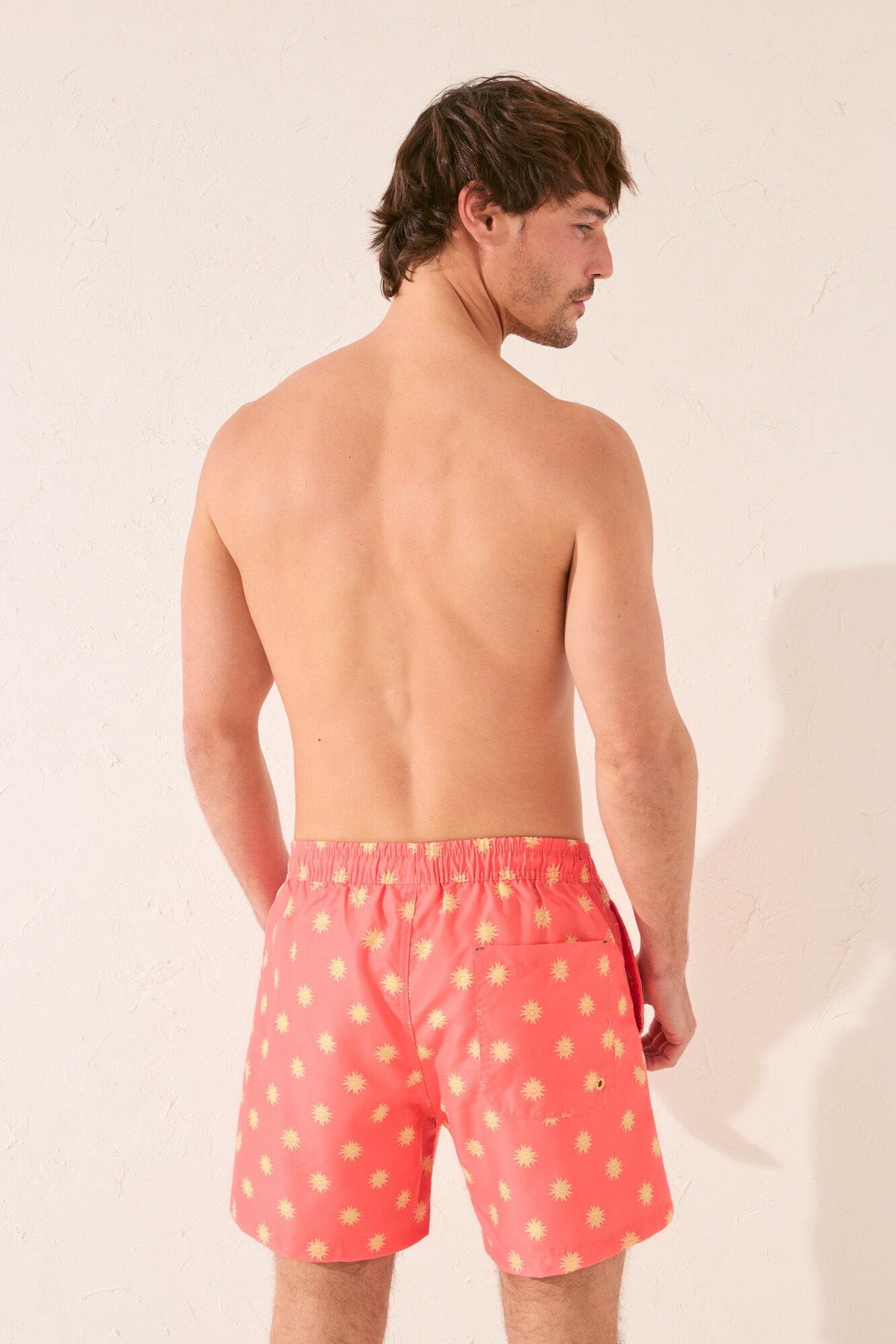 Women'secret Traje de ba&ntilde;o para hombre con estampado de emoticonos coral