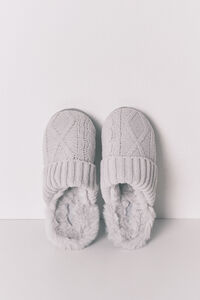 Women'secret Pantuflas para casa de tejido de tricot gris