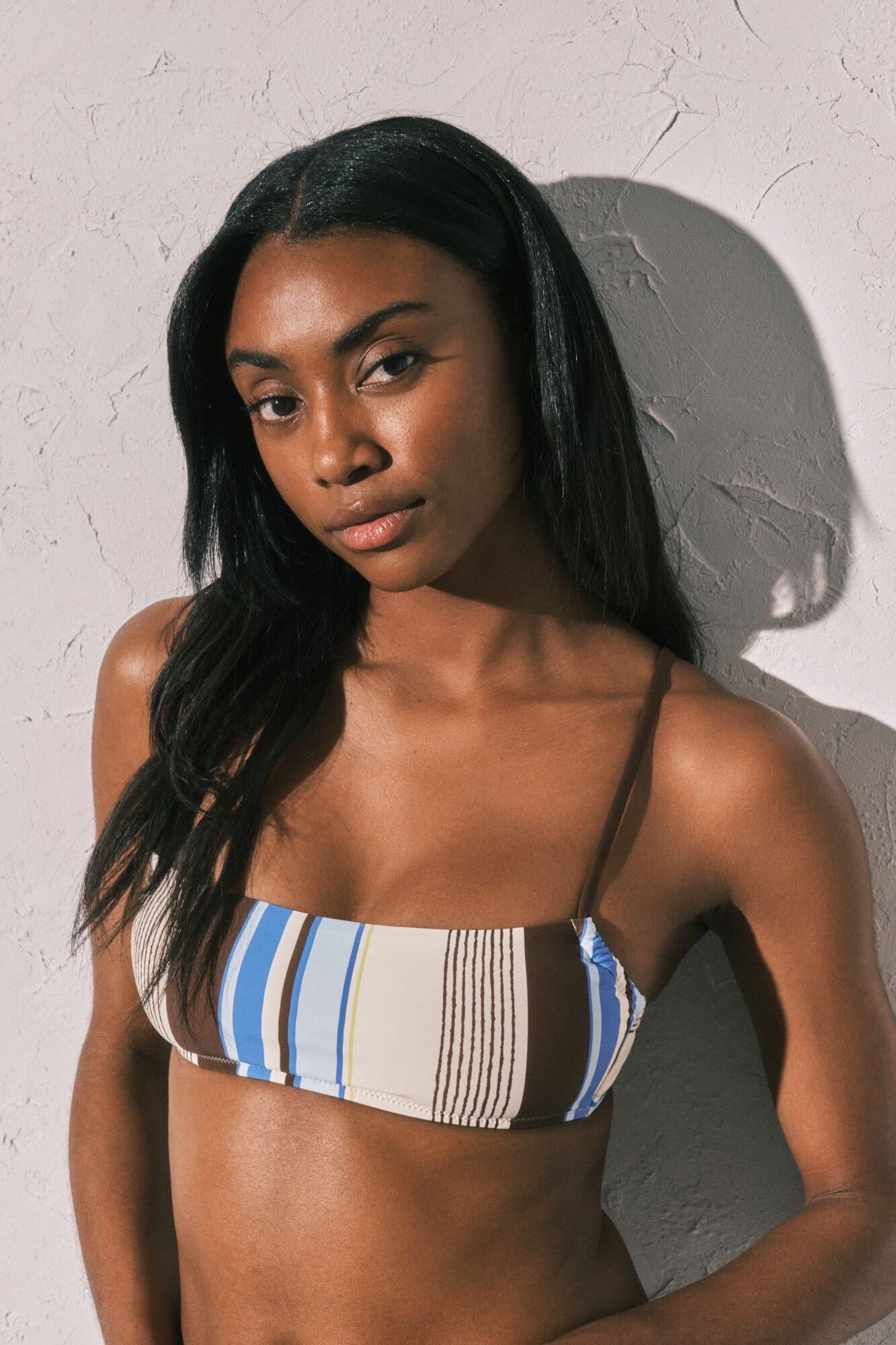 Women'secret Top de bikini horizontal estampado de rayas estampado