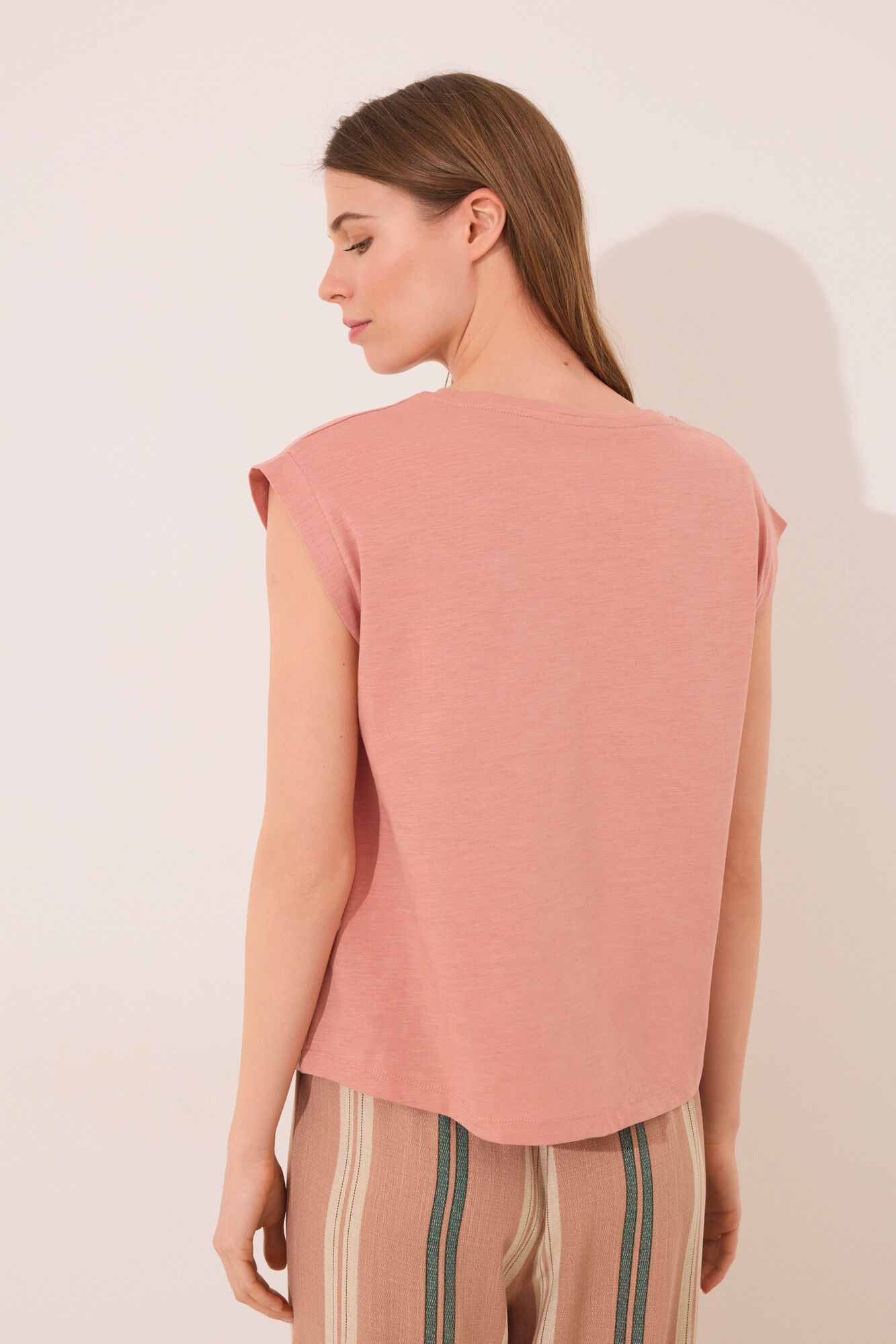 Women'secret Playera de manga naranja  naranja