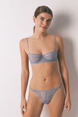 Women'secret Tanga de encaje de lurex azul azul