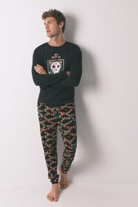 Women'secret Pijama larga "Día de Muertos" 100% algodón en color negro