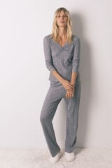 Women'secret Pijama larga de tejido tricot gris gris
