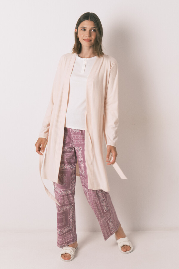 Women'secret Bata de canalé rosa rosa