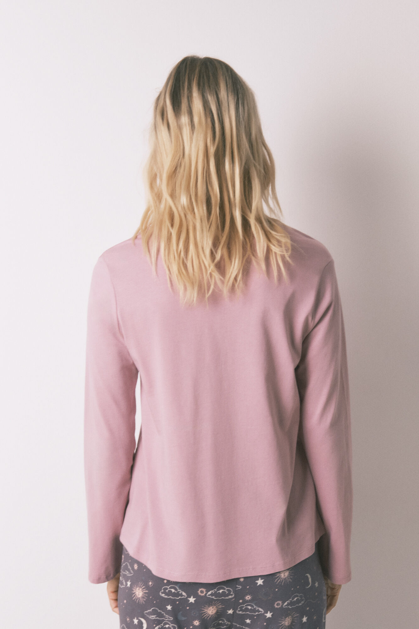 Women'secret Playera de manga larga rosa 100% algod&oacute;n rosa