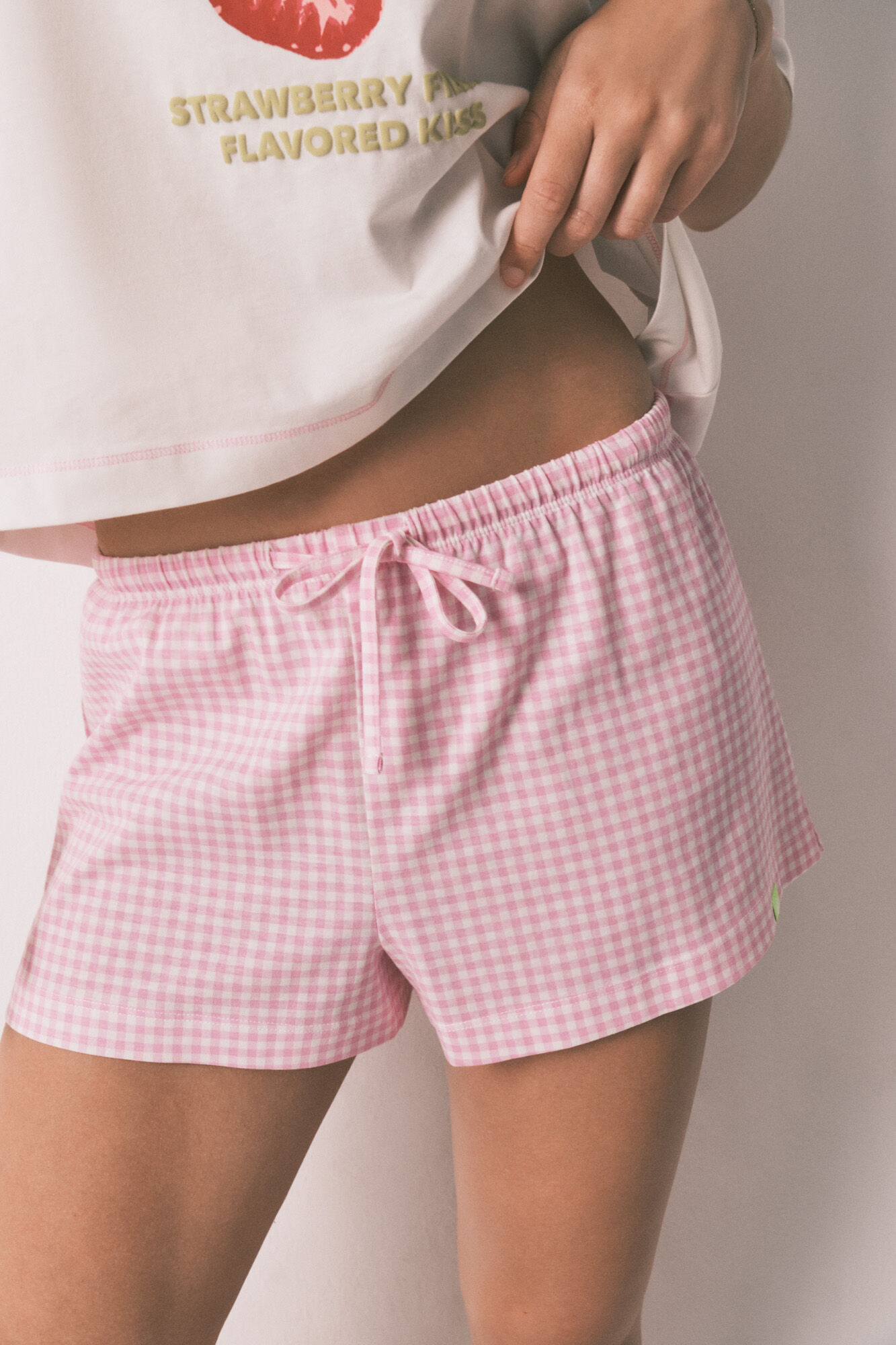 HI&BYE Pijama corta 100% algod&oacute;n rosa marfil