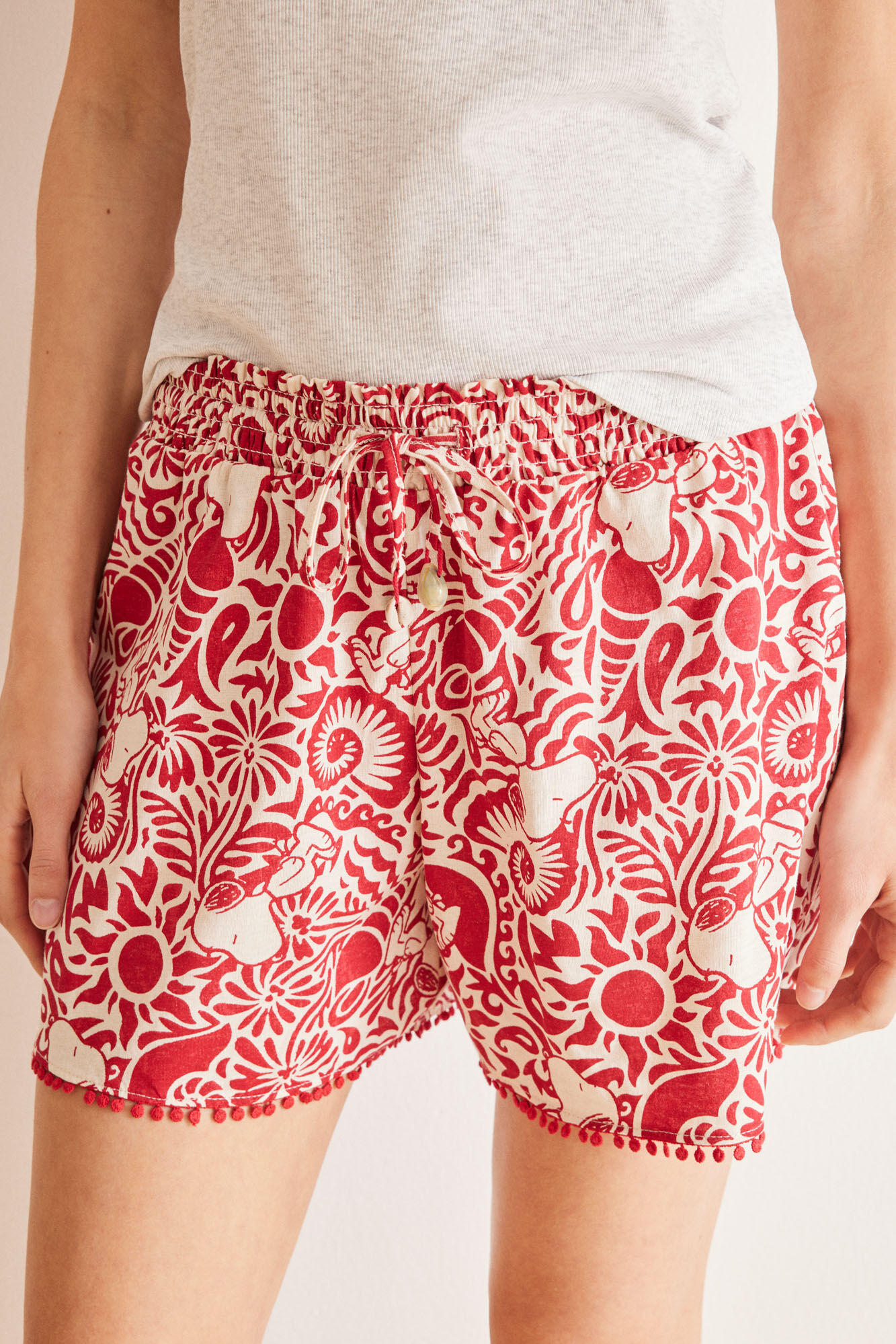 Women'secret Pantal&oacute;n corto 100% algod&oacute;n  allover conchas p&uacute;rpura