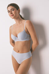 Women'secret Panty brasileña de tiro alto de microfibra azul azul