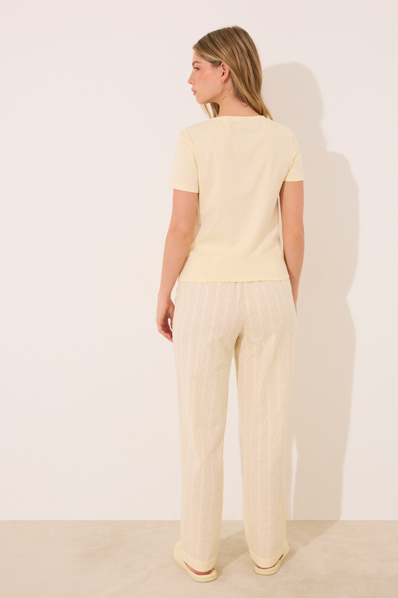 Women'secret Pijama de manga corta de algod&oacute;n amarillo amarillo