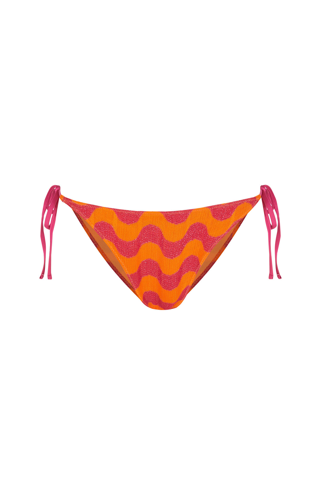 Women'secret Panty de bikini cl&aacute;sica con tirantes con estampado de ondas rosas rosa