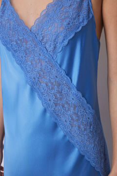 Womensecret Camisón midi satén y encaje azul estampado