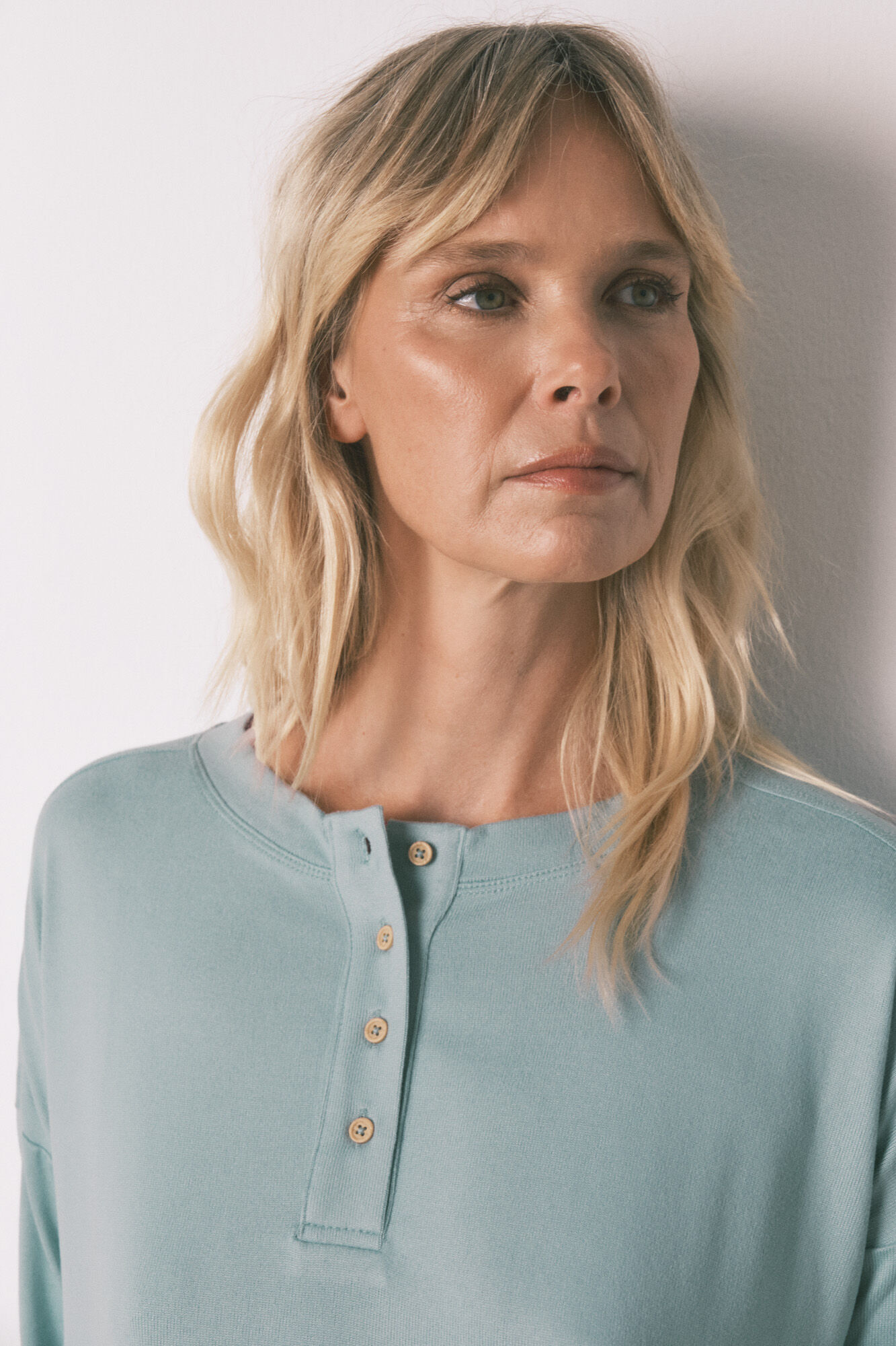 Women'secret Playera de tejido de manga larga de ante azul