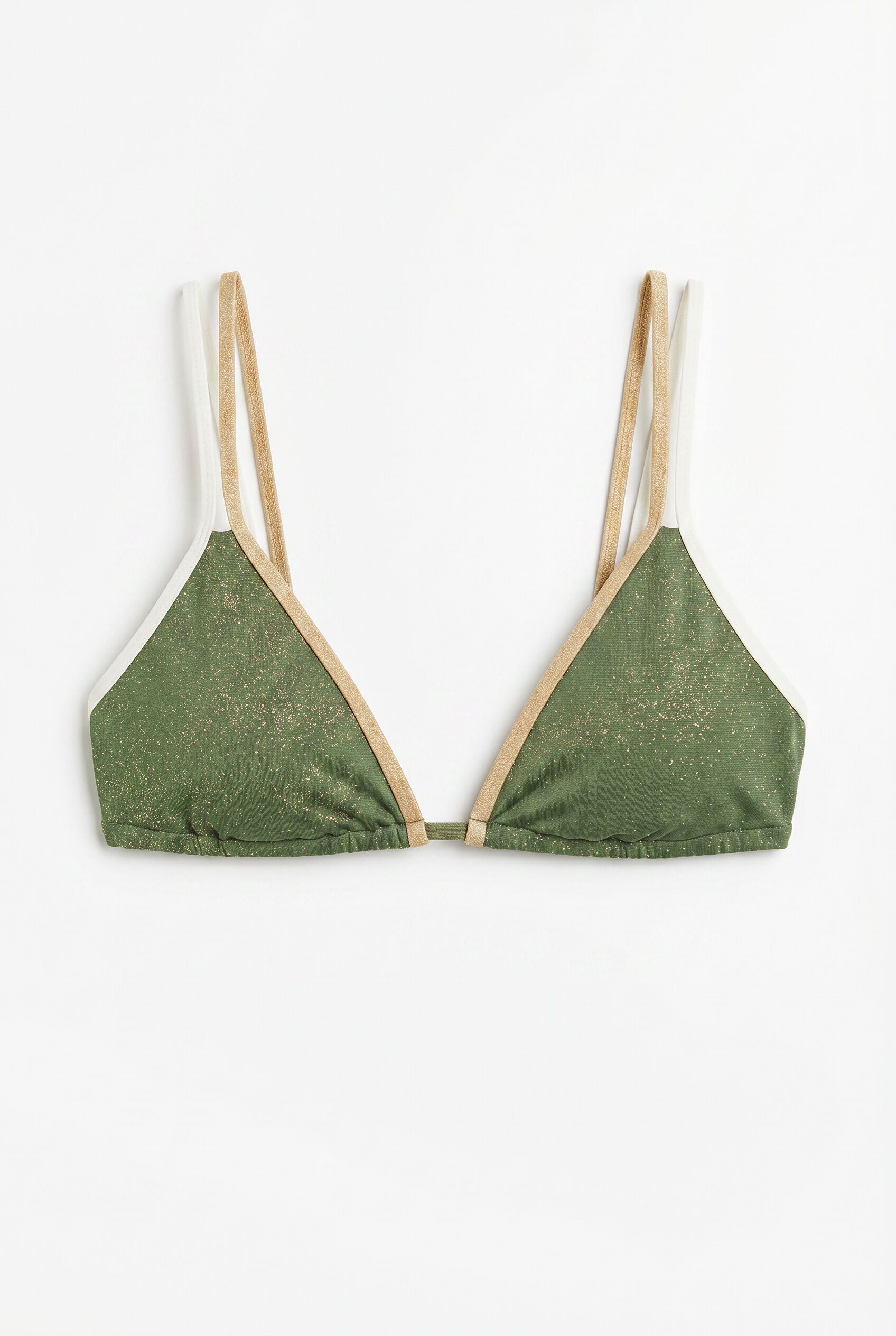 Women'secret Traje de ba&ntilde;o bikini triangular cortina verde lurex kaki