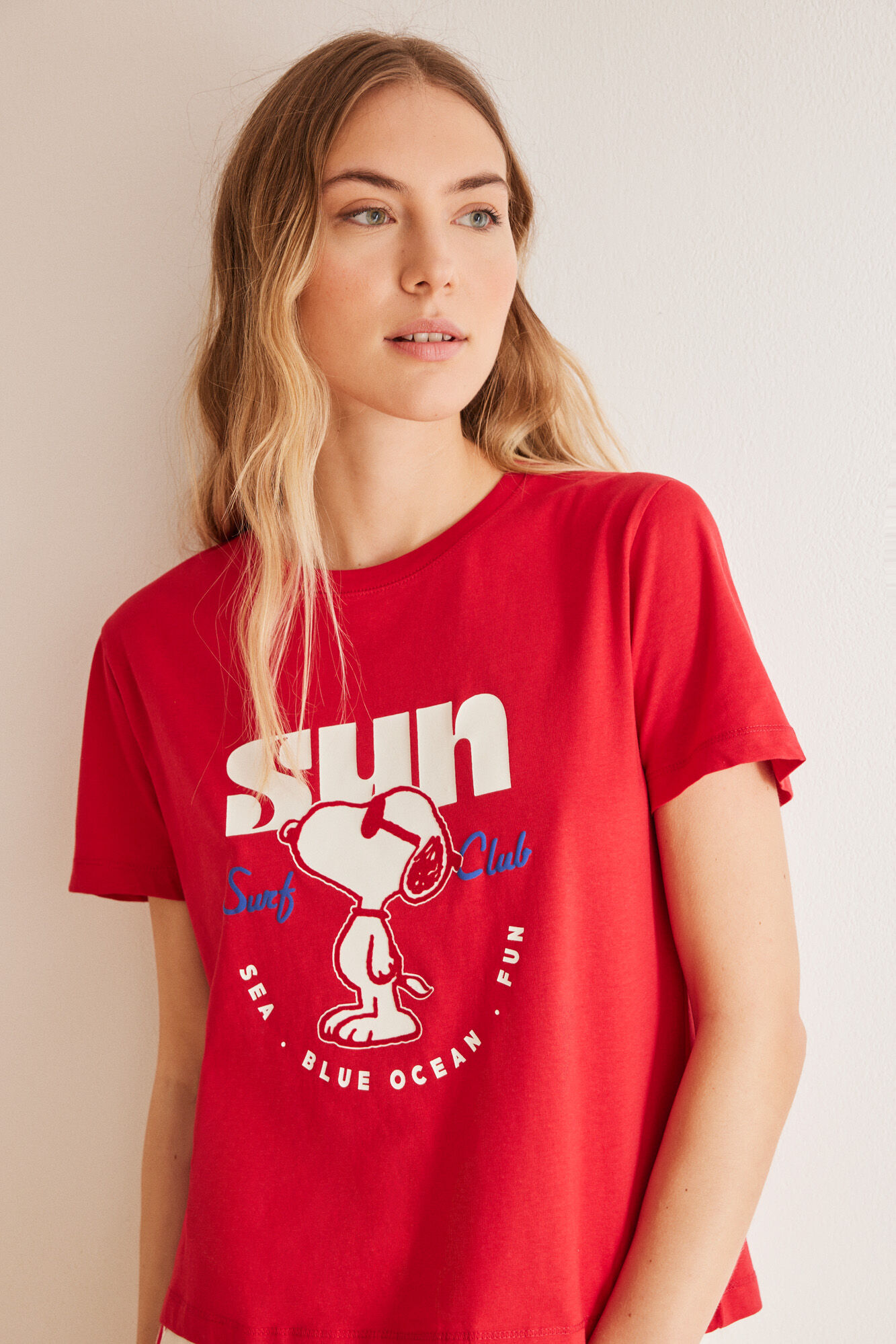 Women'secret Playera 100% algod&oacute;n rojo Snoopy  rojo