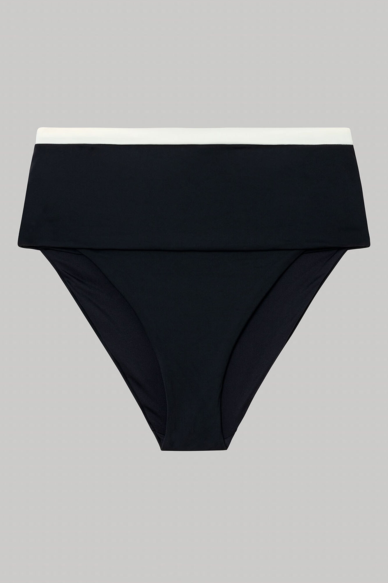 Gisela Panty de bikini alta multiposici&oacute;n negra con ribete negro
