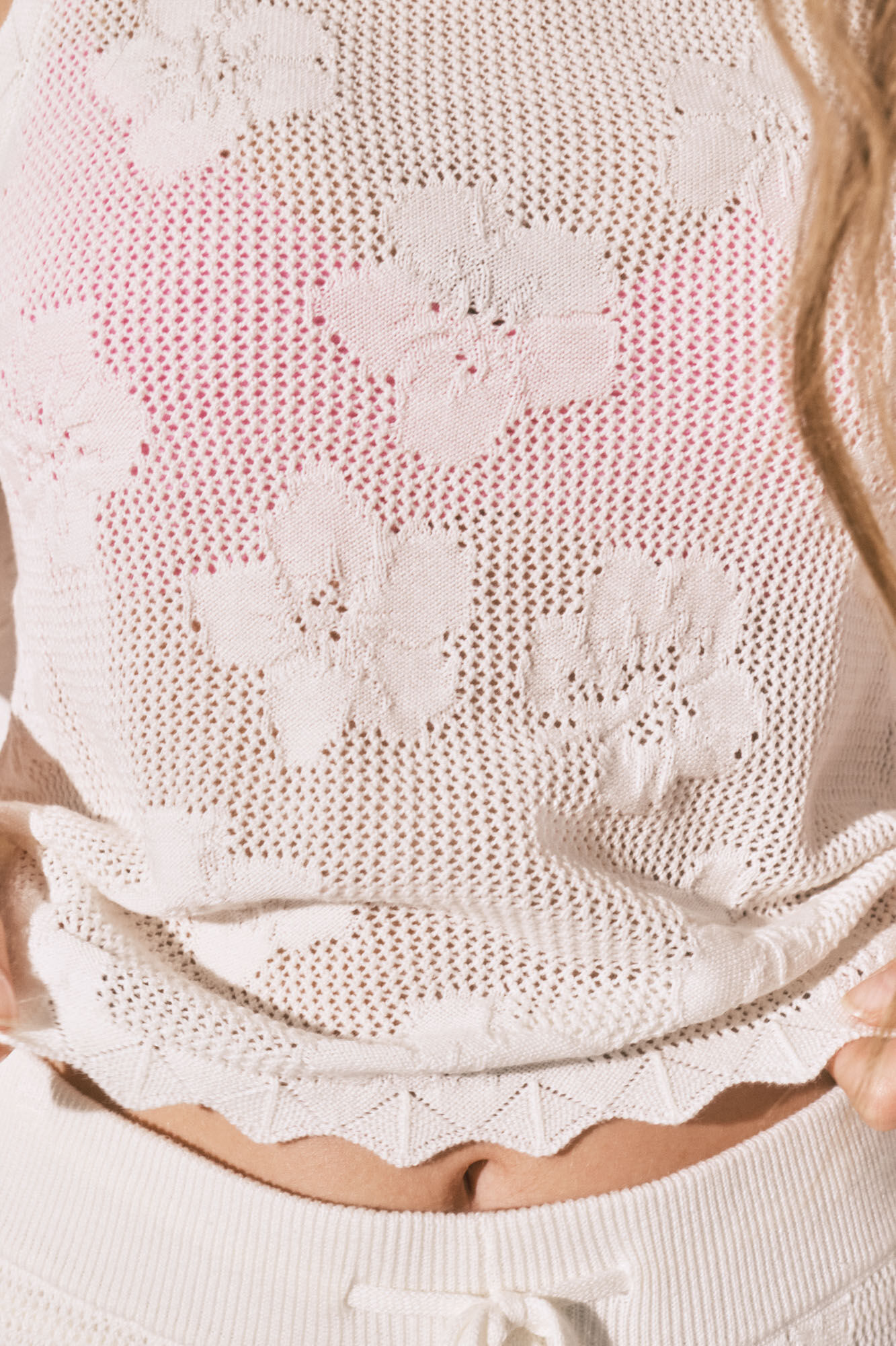 Women'secret Playera top de crochet beige marfil